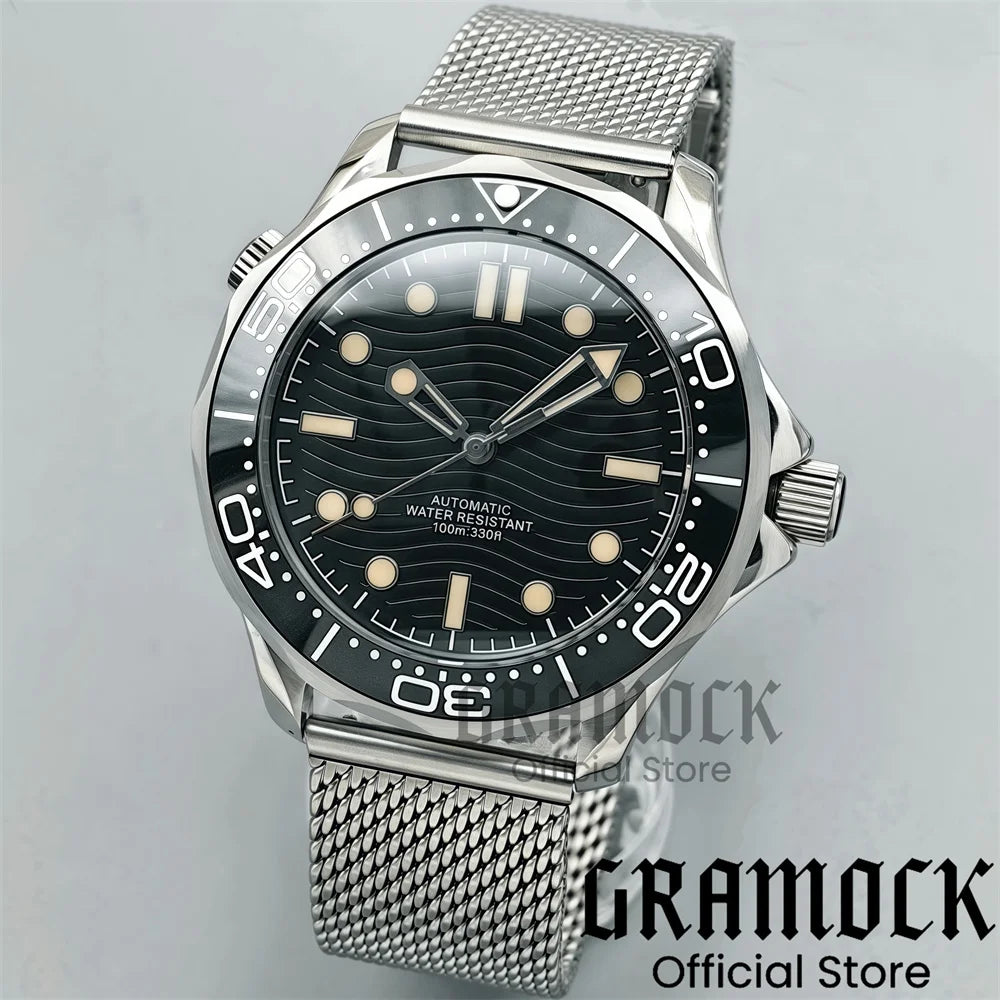Gramock New 007 NTTD Wristwatch 41mm Men Mechanical Watch Automatic Watch Domed Sapphire Glass Luminous Diving Steel NH35/PT5000