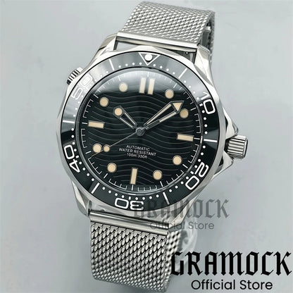 Gramock New 007 NTTD Wristwatch 41mm Men Mechanical Watch Automatic Watch Domed Sapphire Glass Luminous Diving Steel NH35/PT5000