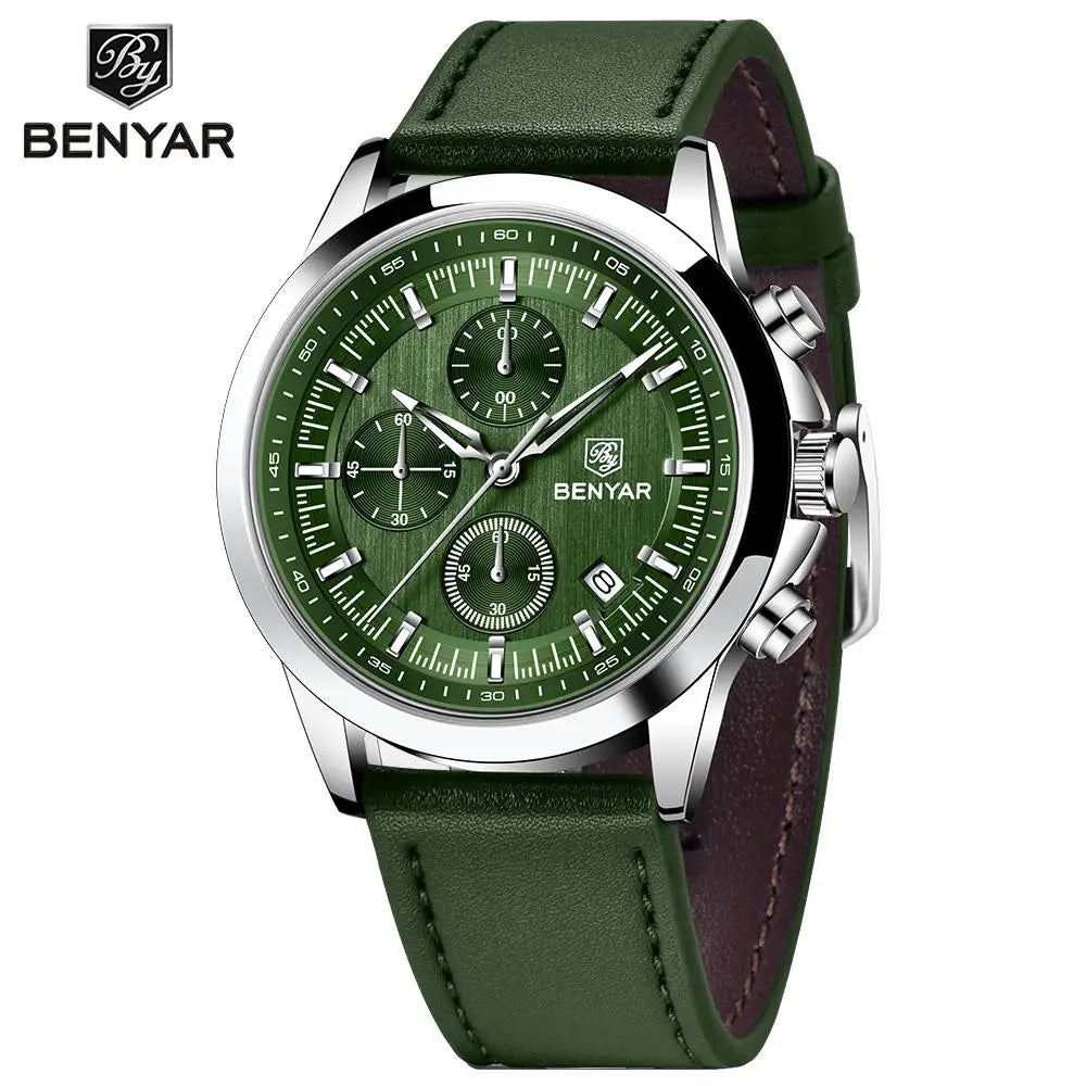 BENYAR 2024 New 40MM Men's Quartz Watch 50M Waterproof Automatic Diving Watch Luxury Fashion Men's Stainless Steel Watch