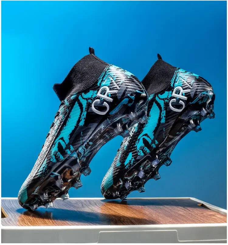 Unisex Teen Low Top Football Shoes Lightweight Elastic Sole Anti Slip Short Spikes Lawn Field Match Training Sneakers