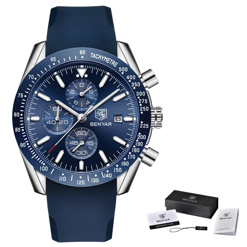 Ceas pentru bărbați BENYAR 5140, ceas sport casual, ceas de lux cu cuarț rezistent la apă, cronograf militar de marcă de lux.