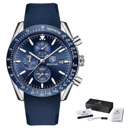Ceas pentru bărbați BENYAR 5140, ceas sport casual, ceas de lux cu cuarț rezistent la apă, cronograf militar de marcă de lux.