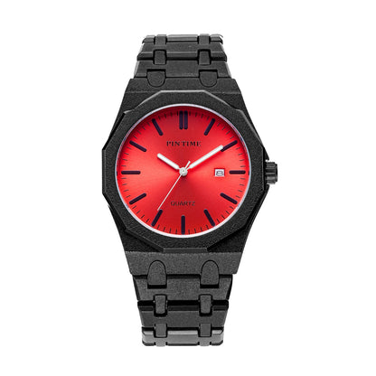 PINTIME 3185 Unisex Quartz Watch  Purple Dial, Glitter Textured Case, Date Display & 3 Bar Water Resistant