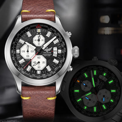 Zegarek kwarcowy męski YELANG V1029S 42mm, mechanizm Japan OS10, luminescencja T100, wodoodporność 100M, sportowy styl militarny, szafir