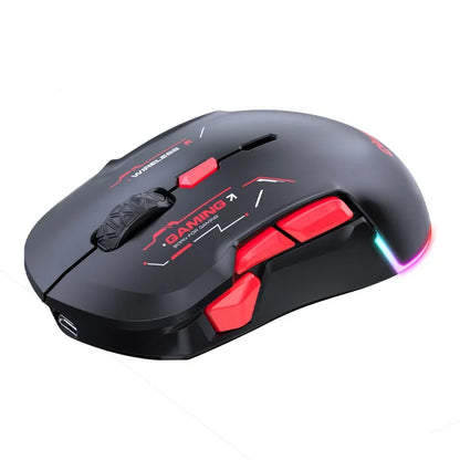 MKESPN W12 10-Tasten-Makro-Gaming-Maus, beidhändig, kabellos, Bluetooth, Mehrkanal, Tri-Mode, großes RGB, ergonomisch, beidhändig
