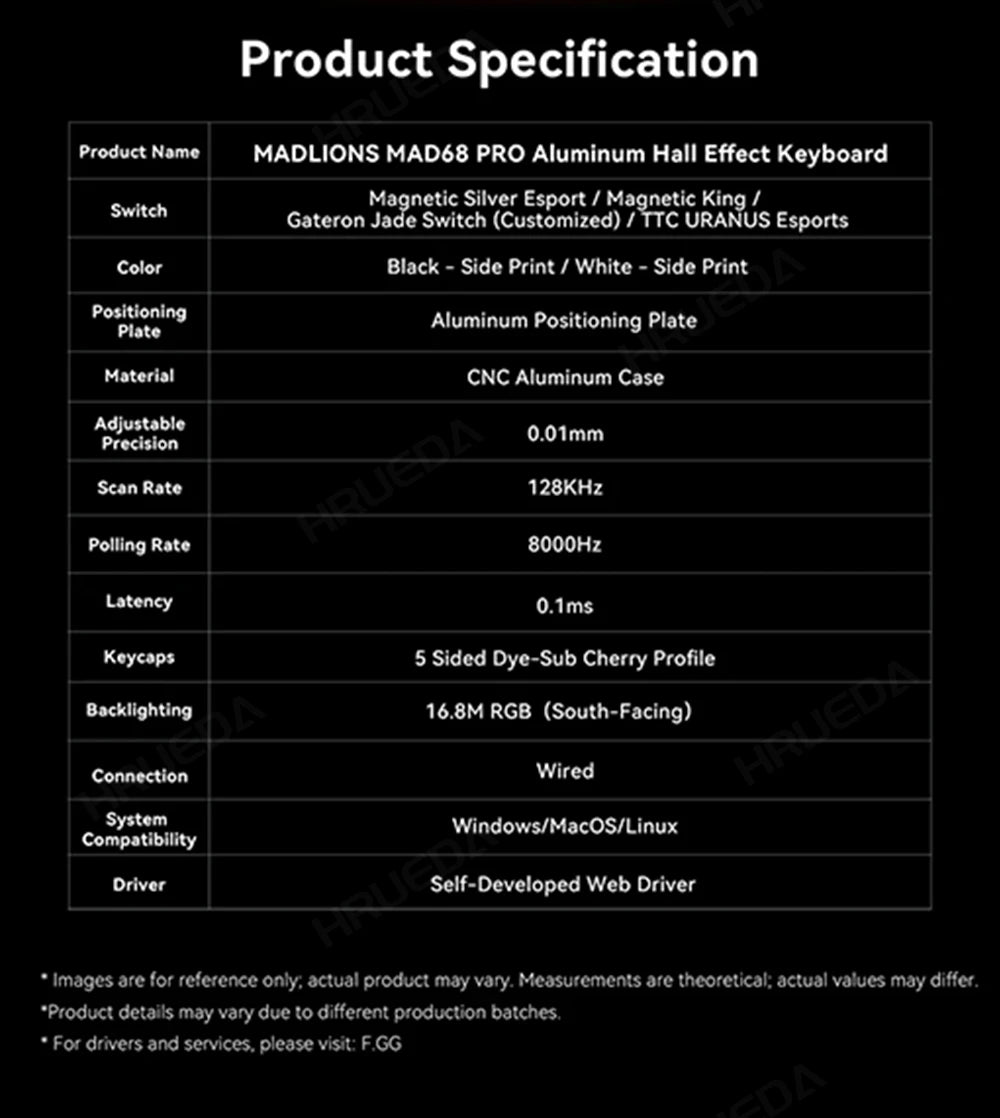 MADLIONS Mad 60he Mad60HE Mad 68HE Teclado mecânico com interruptores magnéticos, com fios, hot-swap, taxa de polling 8K, teclado gaming personalizado