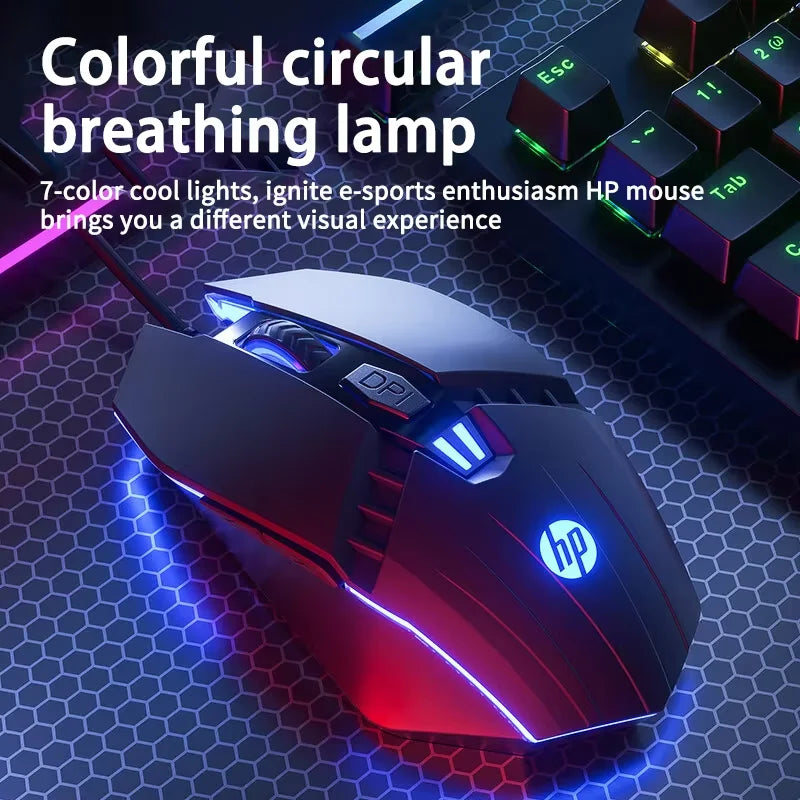HP M1 kabelgebundene Gaming-Maus, weiß beleuchtet, E-Sports-Maus, USB, für Gaming, Büro, Desktop und Laptop