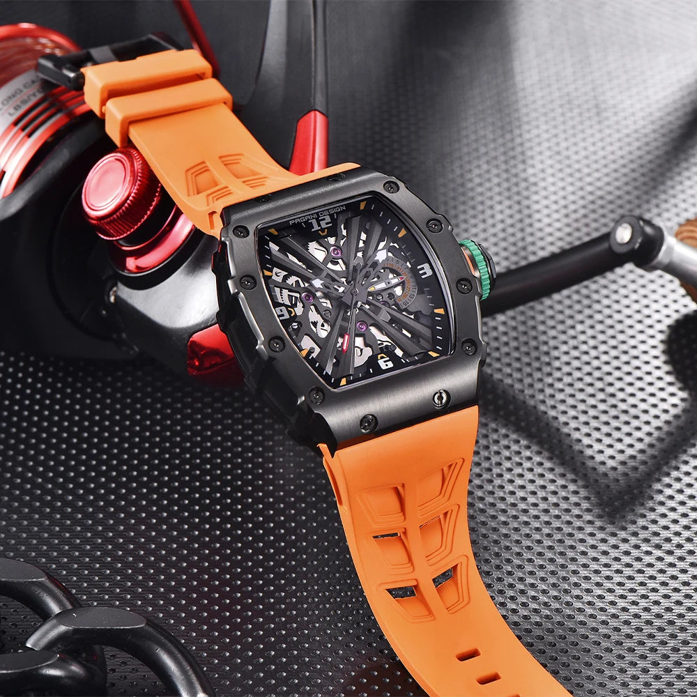 PAGANI DESIGN PD1738 Men Quartz Watches 42MM VH65 Black Case Sapphire Stainless Steel 50M Waterproof Wristwatch Watch for Men