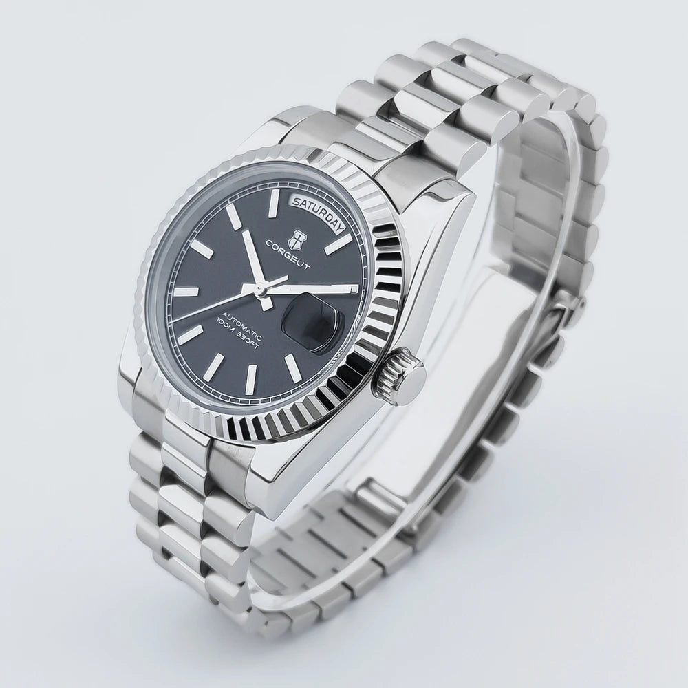 Luxury Corgeut 36MM Men Watch ST1644 Automatic Mechanical Wristwatch Sapphire Relogio Masculino 10BAR Day Swim dress Watches