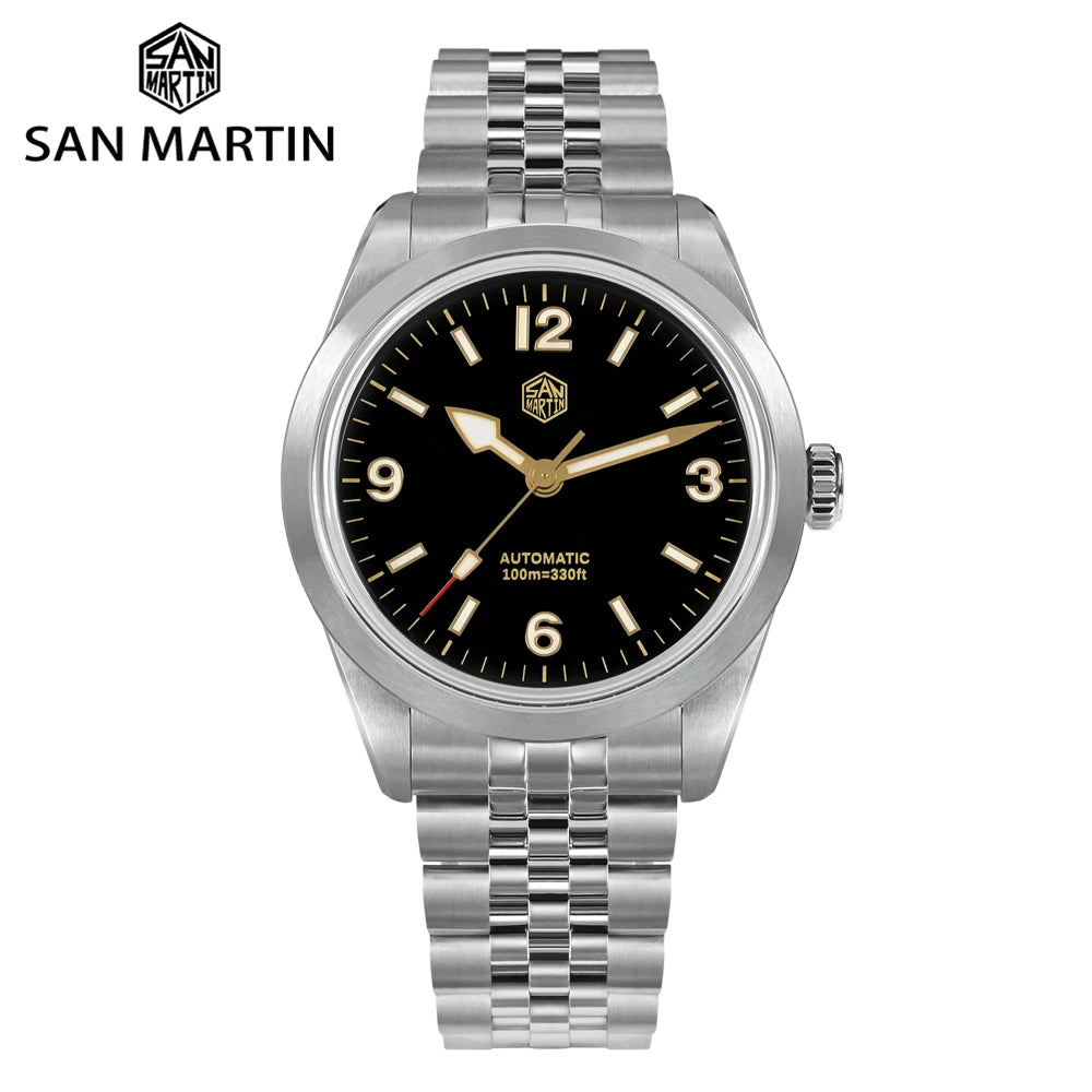 San Martin 38mm Men's Sport Watch Fashion Luxury Explore Climbing Automatic Mechanical Sapphire Waterproof 5 Links Bracelet BGW-9