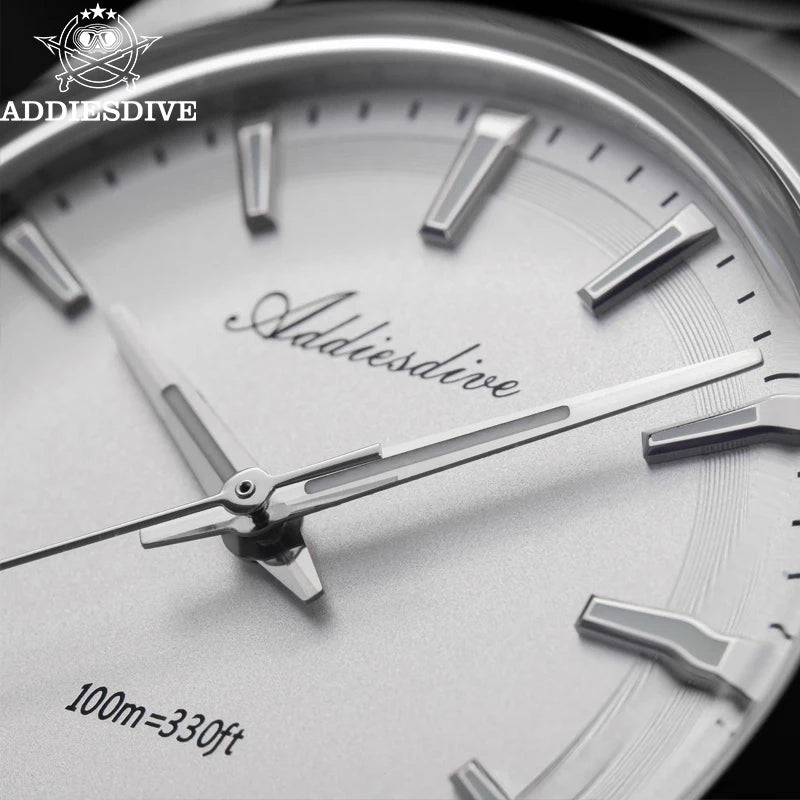 Orologio da uomo ADDIESDIVE in acciaio, stile di lusso, dotato di vetro bombato, movimento al quarzo e rivestimento luminescente blu BGW9; impermeabile fino a 100 ATM, display analogico – Modello AD2066