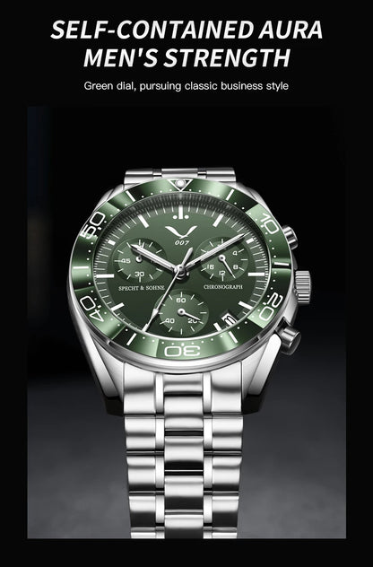 New 007 Specht&Sohne Sports Watches for Men Top Brand Luxury Steel Wrist Watch Fashion Japan VK68 Chronograph