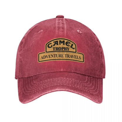 Retro bejzbalová čiapka Camel Trophy Racing pre mužov a ženy, v štýle „distressed“ z džínsoviny, s patentným zapínaním, outdoorová letná čiapka bez pevnej konštrukcie, mäkká čiapka