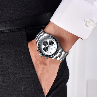 Pánské hodinky Rolls Timi Panda – křemenný chronograf, luxusní model, safírové sklo s antireflexní úpravou, vodotěsné, sportovní styl