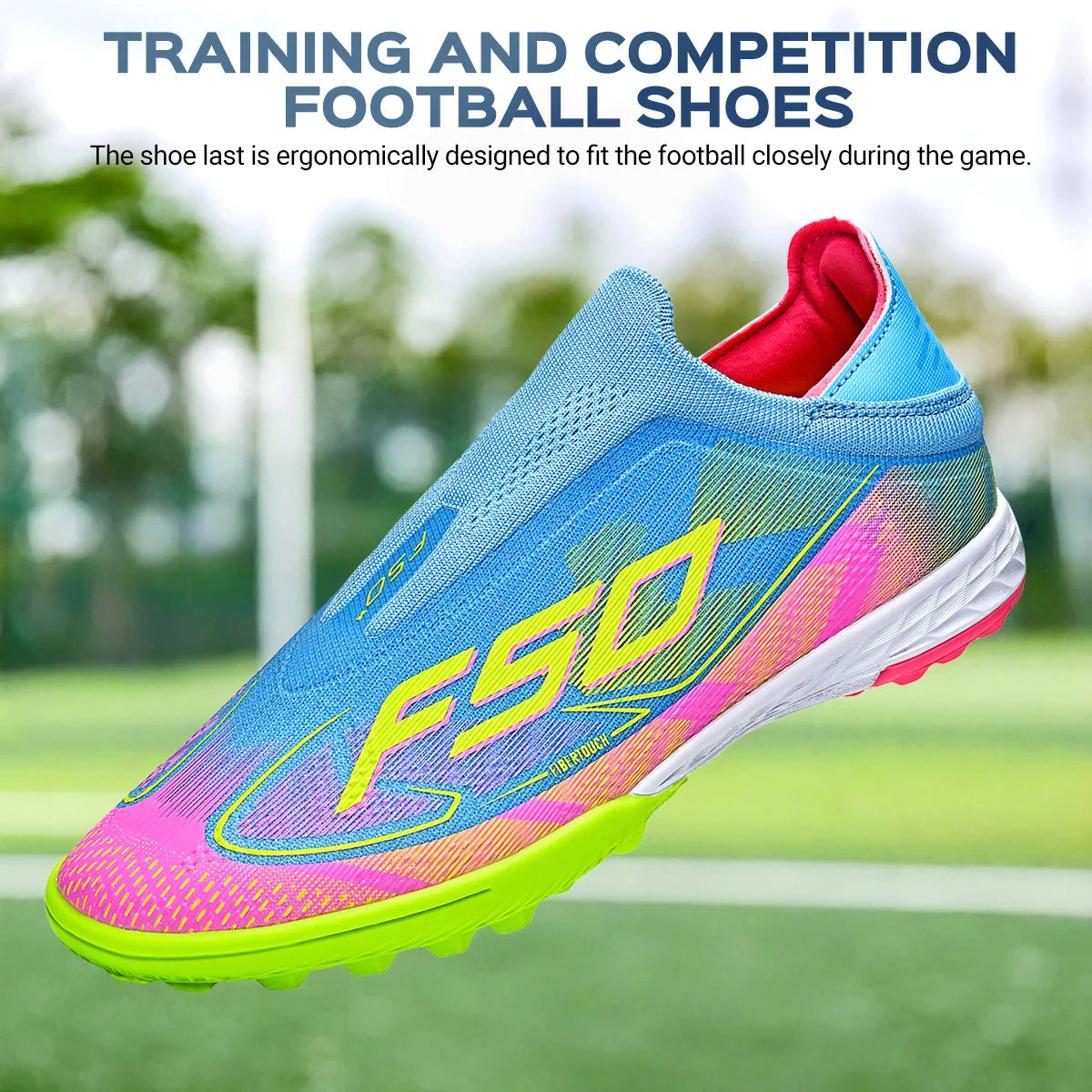 TF Soccer Shoes For Kids Youth PU Fabric Upper Rubber Sole Wear-resistant Non-slip Training Football Boots