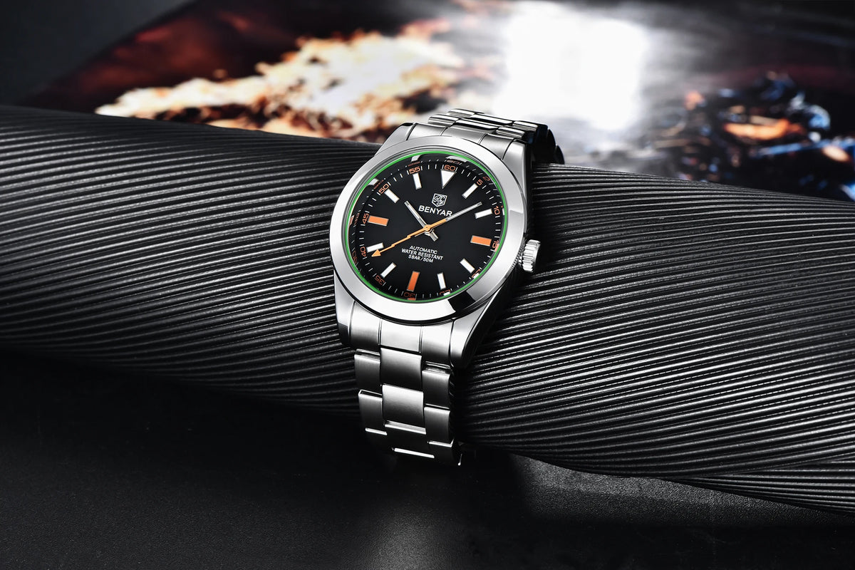 BENYAR – Nuovo orologio da uomo, marchio di lusso, orologio meccanico a carica automatica, impermeabile fino a 50 m, modello sportivo con lancette luminescenti