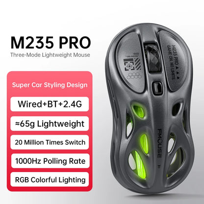 Bežični 2.4G trostruki RGB gaming miš, lagani perforirani dizajn s Chroma osvjetljenjem, žični Bluetooth e-sports miš kontroler