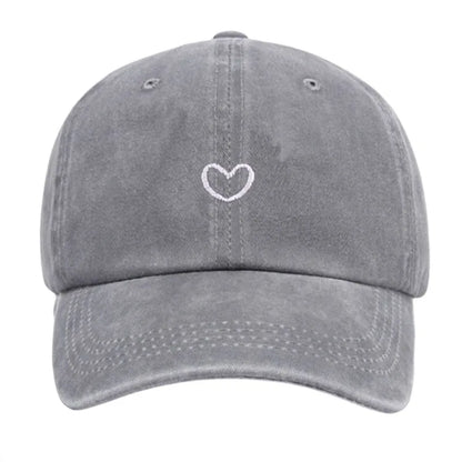 1pc Retro Washed Little Heart Embroidered Ponytail Baseball Cap  for Women,Outdoor Sports Adjustable Women's Cap for Daily Wear