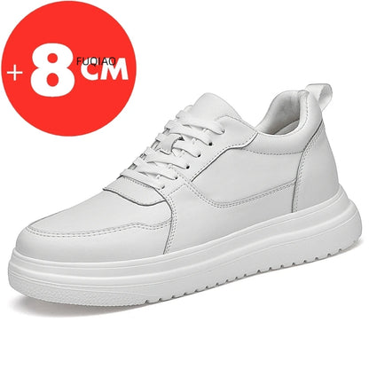 Adidași pentru bărbați cu talpă înălțătoare, pantofi cu talpă înălțătoare, talpă interioară pentru creșterea înălțimii cu 7-8 cm, pantofi cu toc înalt, pantofi sport din piele naturală