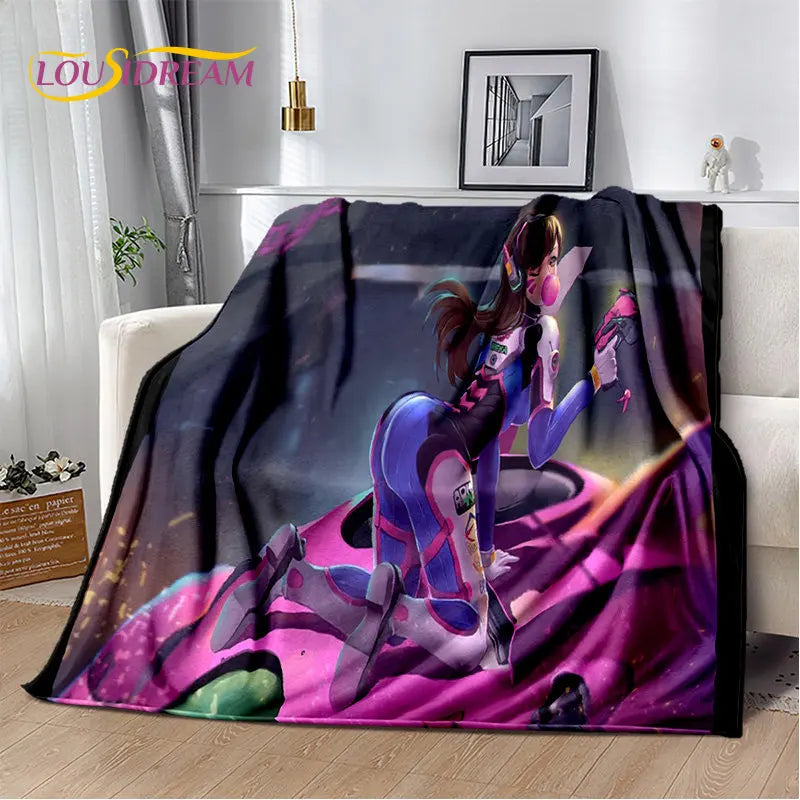 Overwatch Game Gamer DVA  Reaper Soft Plush Blanket,Flannel Blanket Throw Blanket for Living Room Bedroom Bed Sofa Picnic Kid 3D
