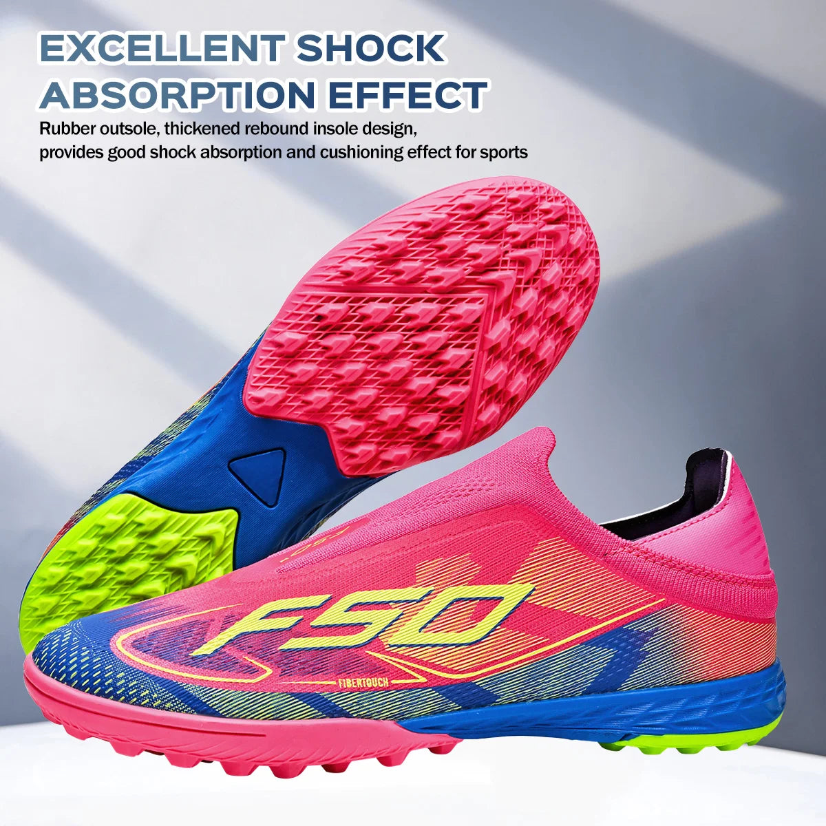 TF Soccer Shoes For Kids Youth PU Fabric Upper Rubber Sole Wear-resistant Non-slip Training Football Boots
