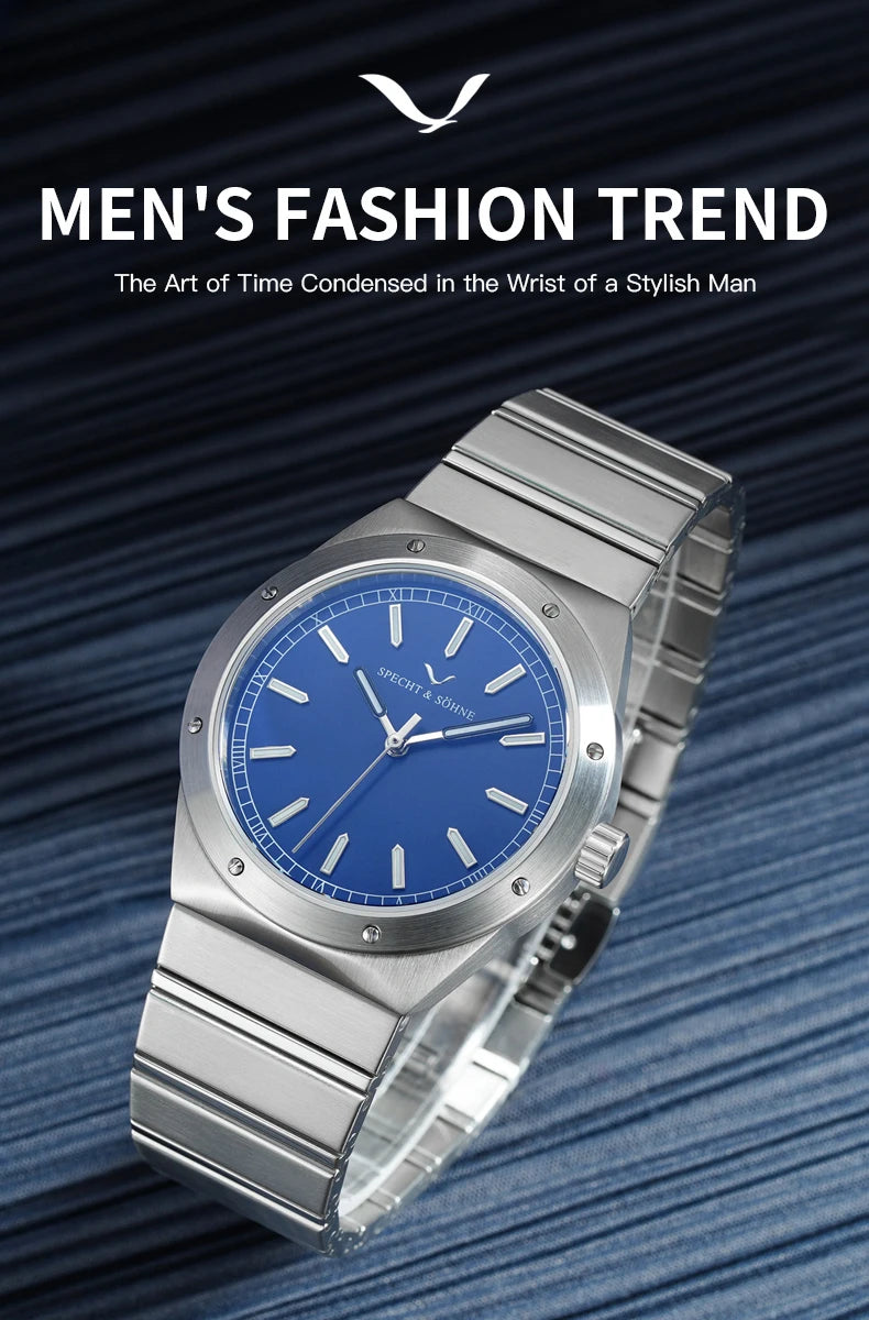 New Arrivals 2026 Specht & Söhne Luxury Watch 38MM Men's Quartz Super Slim Stainless Steel Sapphire Crystal 50M Water Resistant