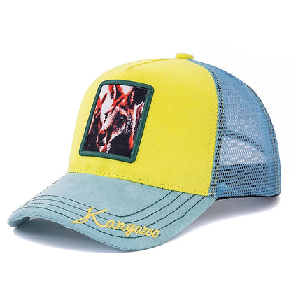 Unisex Mesh Cap Lion Pattern Patch Design Suede Hat Women And Men Summer Animal Baseball Cap Fashion Trucker Hat