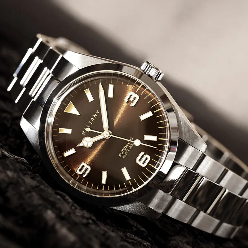 Baltany Men Automatic Watch 39MM Mechaical Wristwatch Bubble Sapphire 20ATM Waterproof C3 Luminous NH38 / SW200