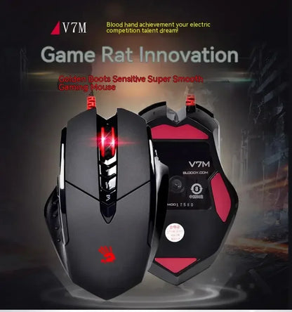 Káblová myš Bloody V7M RGB, ľahká ergonomická konštrukcia, 4000dpi, pre PC, kanceláriu, e-športy a gaming, s programovaním makier pre CF LOL CS