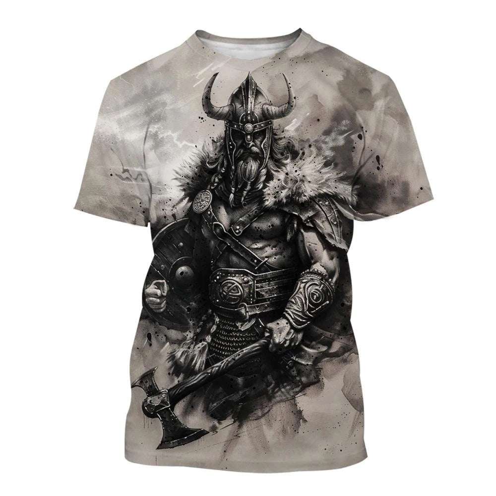 New Men's Black and White Line Tattoo Pattern 3d Short-sleeved T-shirt Tops Street Hip-hop Harajuku Cool T-shirt