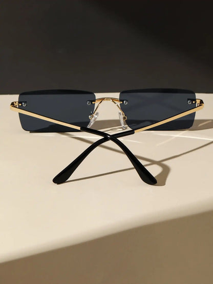 1/2PCS Unisex Metal Square Frame Fashio Rimless Sunglasses For Outdoor Beach Party