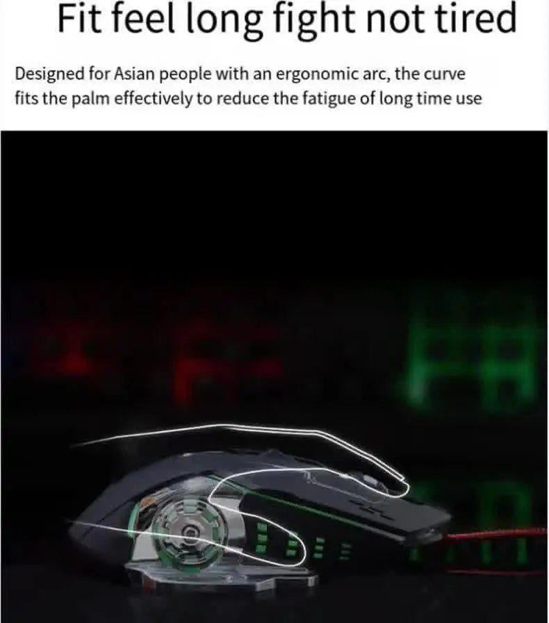 Carpbaba GM6 Gamer Gaming Mouse Adjustable Wired Optical LED Computer Mice USB Cable Silent Mouse For Laptop PC