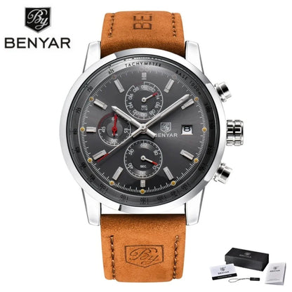 Montre pour homme BENYAR 5102 – Chronographe sportif de luxe à quartz, accessoire de mode d'une grande marque