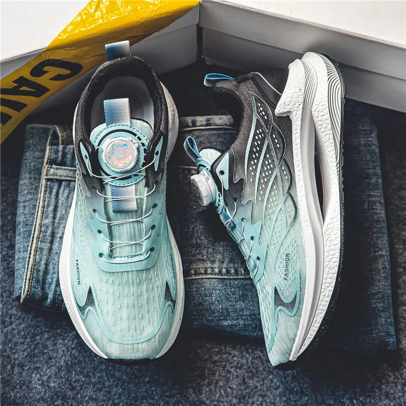 Summer Breathable Casual Sports Shoes for Men, New Fashionable and Versatile Breathable Mesh Rotating Buckle Running Shoes Suitable for Outdoor Sports and Daily Wear