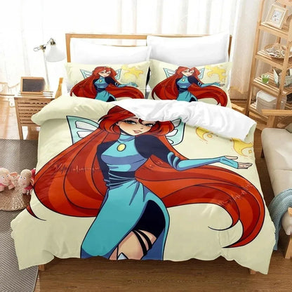 Anime W-Winx Clubs Duvet Cover Pillowcase Bedding Set Adult Boys Girls Bedroom Decoration Children Gift Single Double Large Size