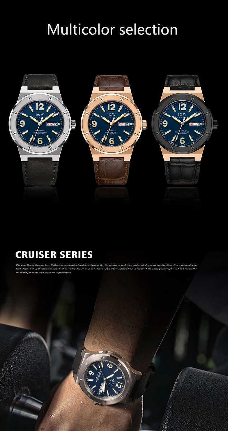 IW New Fashion Date Men Watch MIYOTA Automatic Movement Luminous Top Brand Luxury Sports Mechanical Watch Relogio Masculino