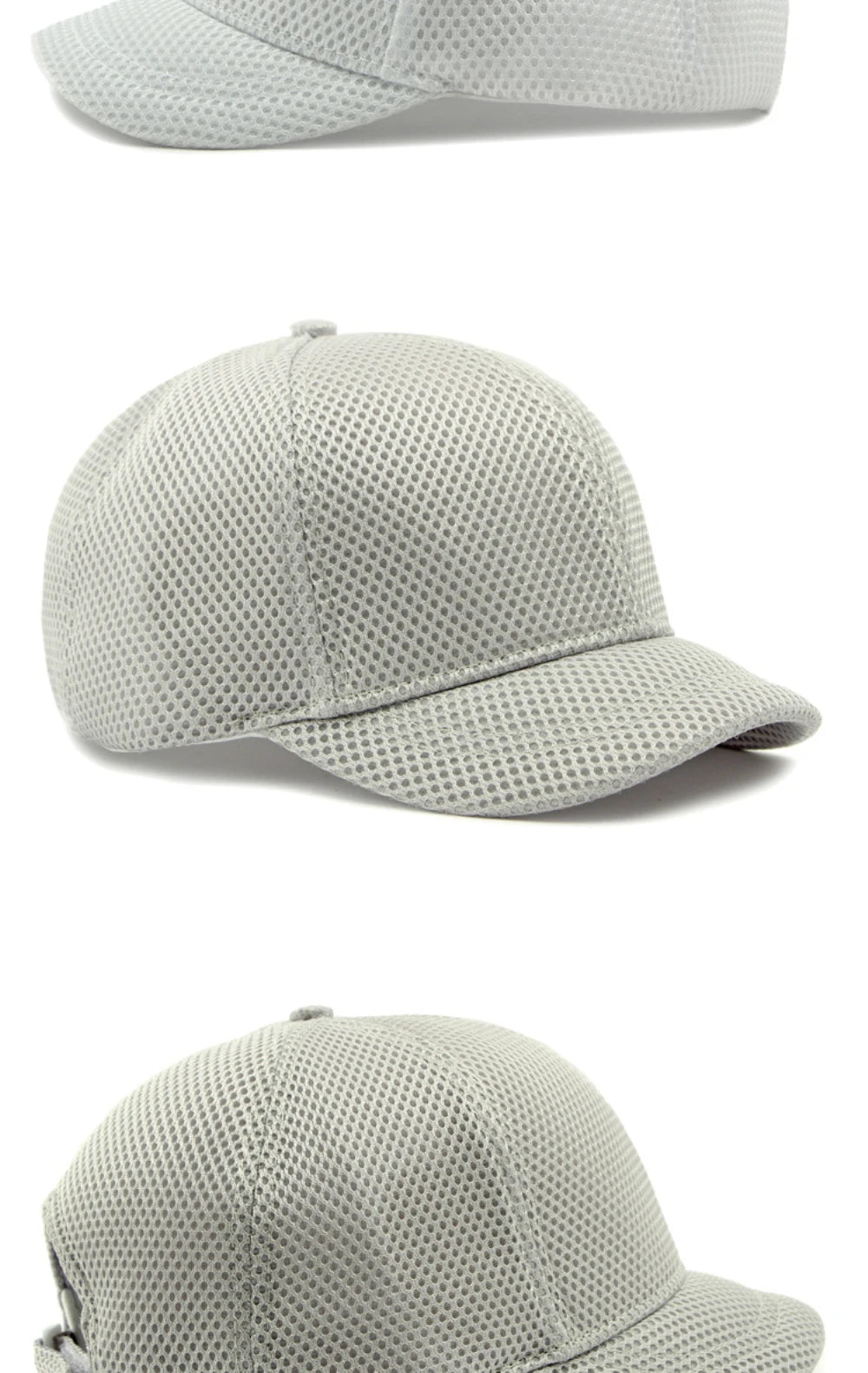 HT4828 5 cm Baseballkappe mit kurzer Krempe für Herren, 6-Panel-Baseballkappe, atmungsaktive Mesh-Trucker-Cap, Herren und Damen, einfarbig, schlichte Snapback-Cap