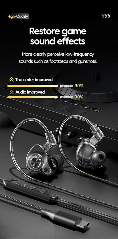 Original 15D Super Bass In-Ear Headphone With Mic 3.5mm AUX/Type-C Digital Chip Headset For iPhone 17 Huawei Xiaomi Android