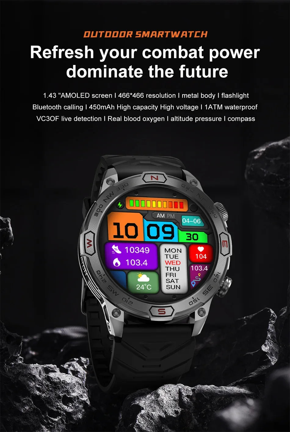 Men Fashion Outdoor Sport GPS Smart Watch Men AMOLED HD Screen Heart rate Waterproof Sport Smartwatch Man Smart Bracelet clock