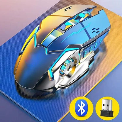 Bluetooth herní myš k počítači, dobíjecí bezdrátová myš USB, mechanická e-sportovní podsvícená myš PC Gamer pro počítač