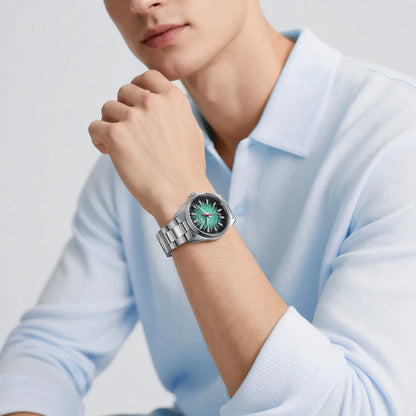 Relógio de homem BERNY – Relógio de quartzo, vidro de safira, ponteiros luminescentes, resistente à água até 10 ATM, inteiramente em aço inoxidável – Estilo elegante e descontraído, ideal para o dia a dia ou para ocasiões profissionais