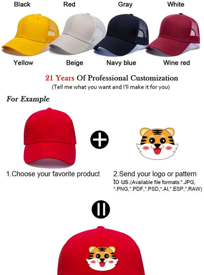 Gorras de béisbol al por mayor para hombre, gorras casuales, gorras de malla para mujer, gorras unisex con logotipo personalizado, gorras bordadas