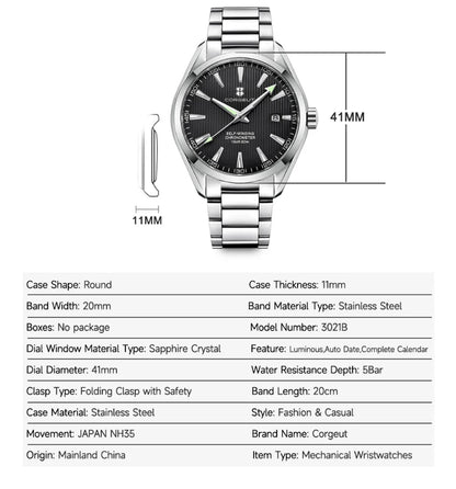 Luxury NH35 Corgeut Watch Men reloj hombre 41mm Sport Clock Automatic Mechanical Wristwatches Sapphire Steel Band Men's Watch