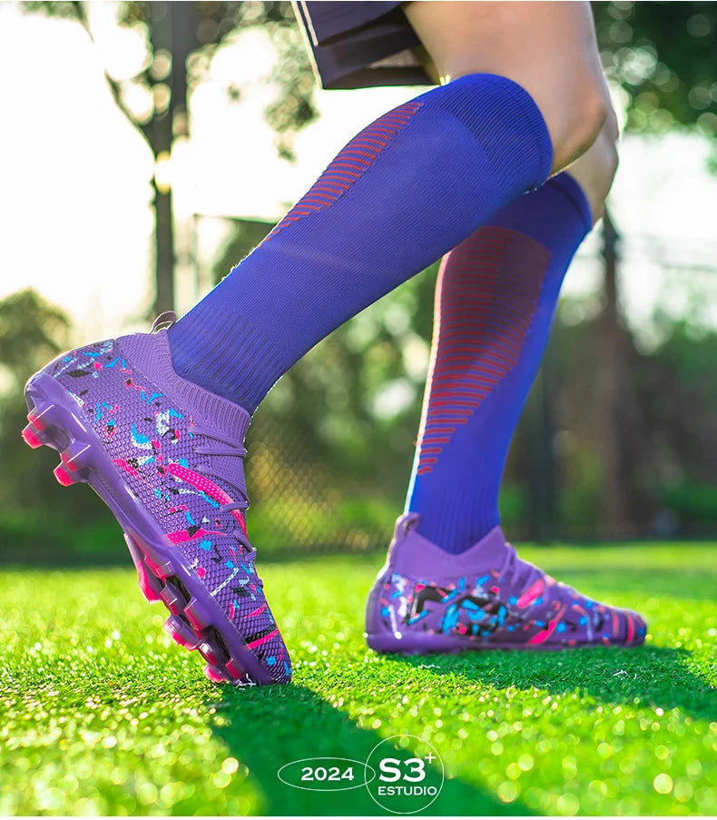 Chuteiras de Futebol Profissionais para Homem em Malha Respirável, Chuteiras Antiderrapantes Rápidas, Sapatilhas de Moda para Relva Artificial, Sapatos de Futebol Masculinos
