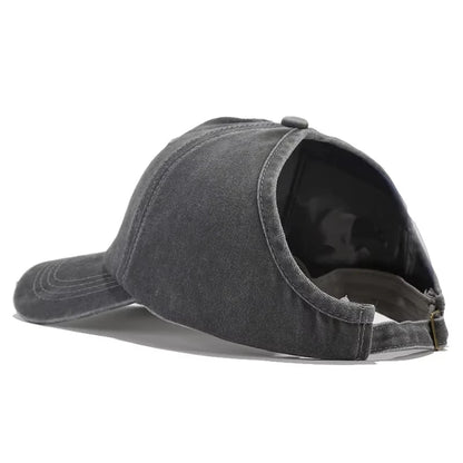 1pc Retro Washed Little Heart Embroidered Ponytail Baseball Cap  for Women,Outdoor Sports Adjustable Women's Cap for Daily Wear