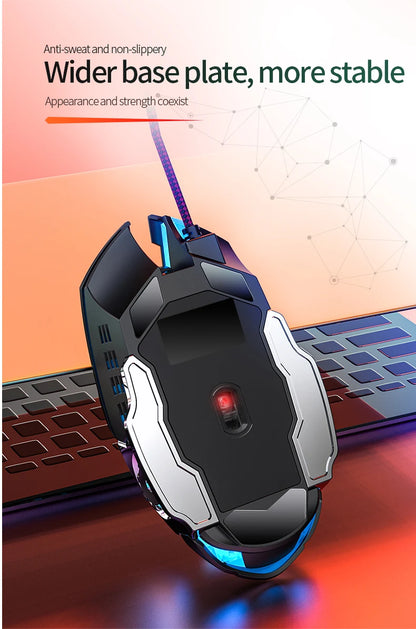 Rato Gaming USB com Fio, 6 Botões, Retroiluminado, Ergonómico, DPI Ajustável, Rato Ótico para PC Gamer e Computador de Secretária