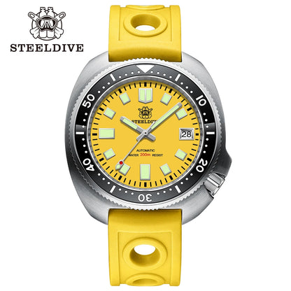 STEELDIVE New Arrival 44mm SD1974 Orange Dial Ceramic Bezel Super Luminous 200m NH35 Automatic Dive Watch with Milled Clasp