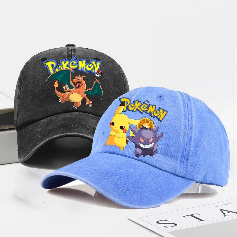 Pokémonové bejzbalové čiapky Pikachu Kawaii Anime postavičky Slnečné klobúky Letné vonkajšie detské a rodičovské slnečné klobúky Trendové čiapky s kačacím jazýčkom Darček