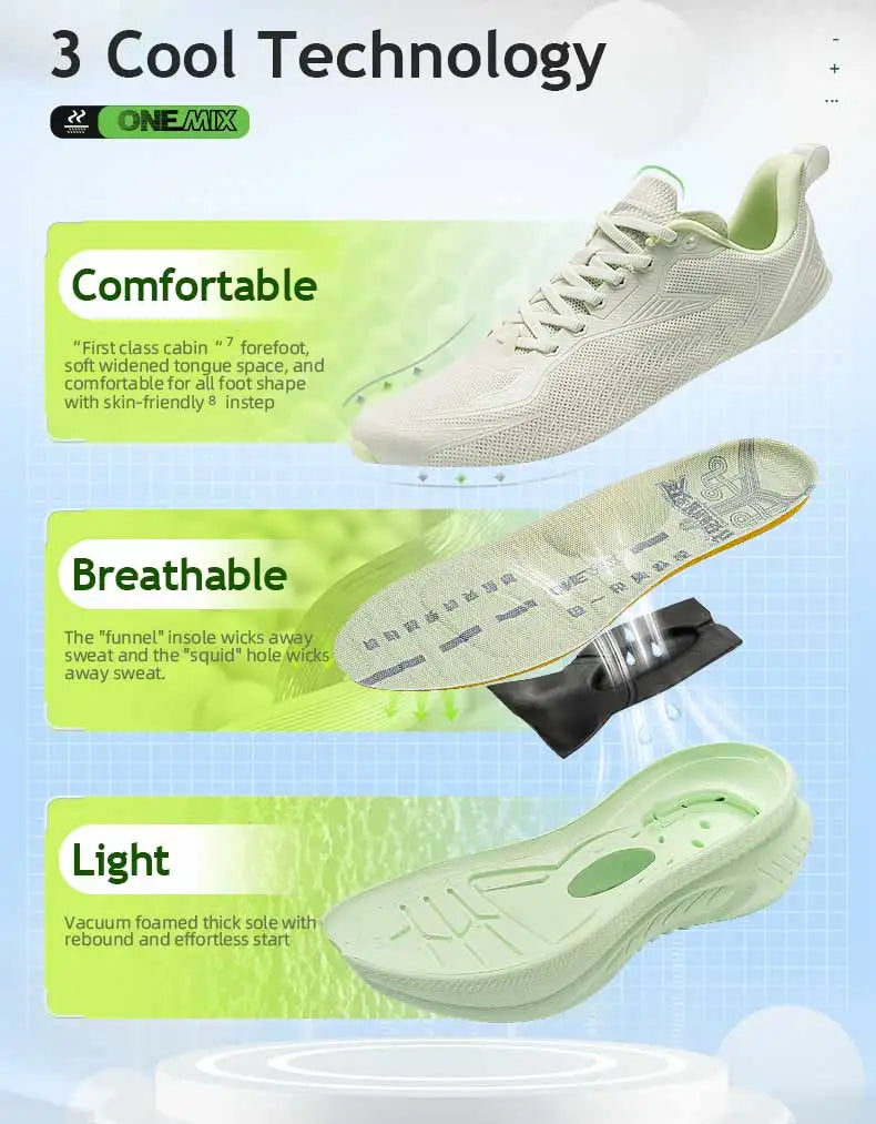 Onemix New Original — męskie sportowe buty do biegania, amortyzujące, miękkie, lekkie, oddychająca siateczka, antypoślizgowe sneakersy z amortyzacją
