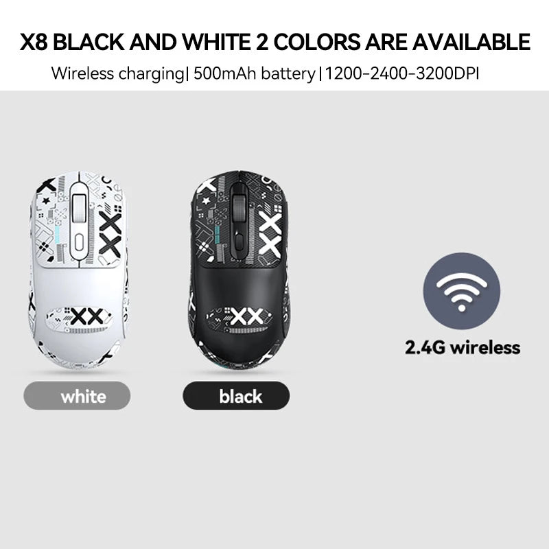 Mouse de gaming wireless Warvank X8, 500 mAh, reîncărcabil TYPE-C, mouse de birou potrivit pentru laptopuri și computere desktop